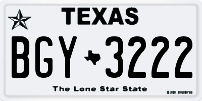 TX license plate BGY3222