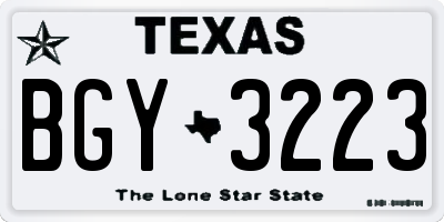 TX license plate BGY3223