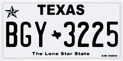 TX license plate BGY3225