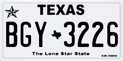 TX license plate BGY3226