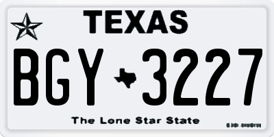 TX license plate BGY3227