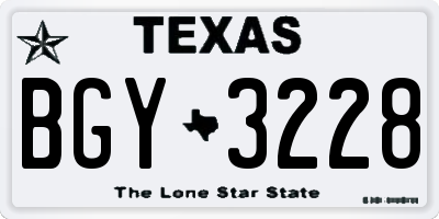 TX license plate BGY3228