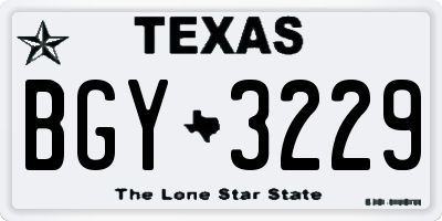 TX license plate BGY3229