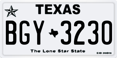 TX license plate BGY3230