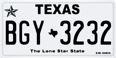 TX license plate BGY3232
