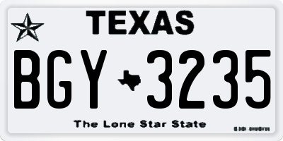 TX license plate BGY3235