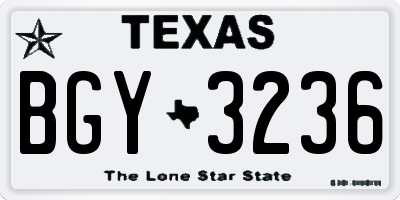 TX license plate BGY3236