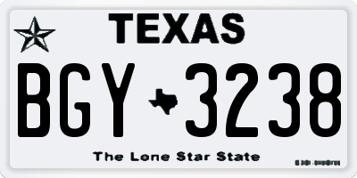 TX license plate BGY3238