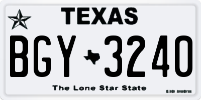 TX license plate BGY3240
