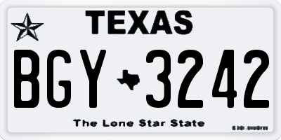 TX license plate BGY3242