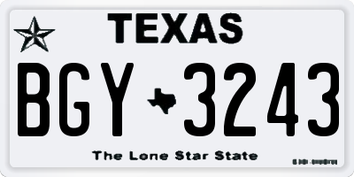 TX license plate BGY3243