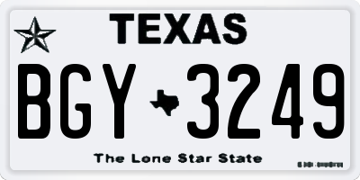 TX license plate BGY3249