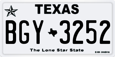 TX license plate BGY3252