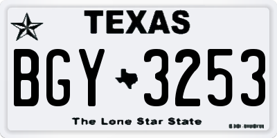TX license plate BGY3253