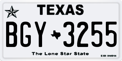 TX license plate BGY3255