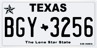 TX license plate BGY3256