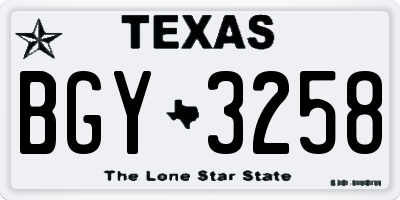 TX license plate BGY3258