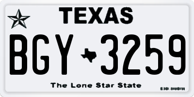 TX license plate BGY3259