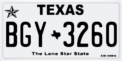 TX license plate BGY3260