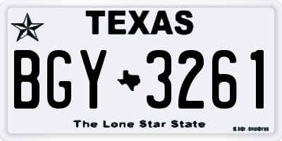 TX license plate BGY3261