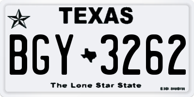 TX license plate BGY3262