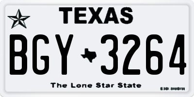 TX license plate BGY3264