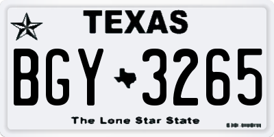 TX license plate BGY3265