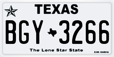 TX license plate BGY3266