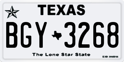 TX license plate BGY3268