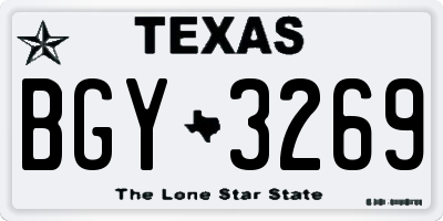 TX license plate BGY3269