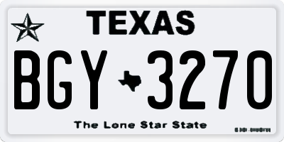 TX license plate BGY3270