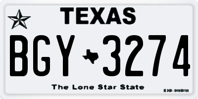 TX license plate BGY3274