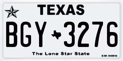 TX license plate BGY3276