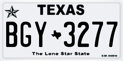 TX license plate BGY3277