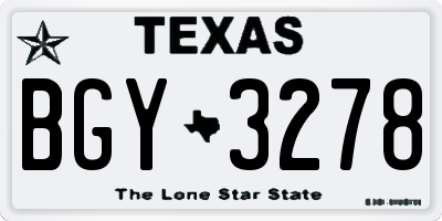TX license plate BGY3278