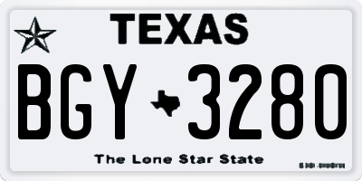 TX license plate BGY3280