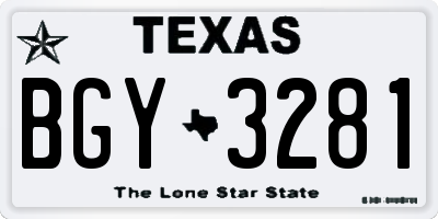 TX license plate BGY3281