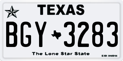 TX license plate BGY3283