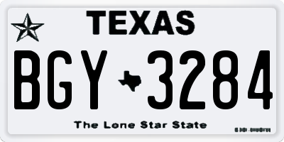 TX license plate BGY3284