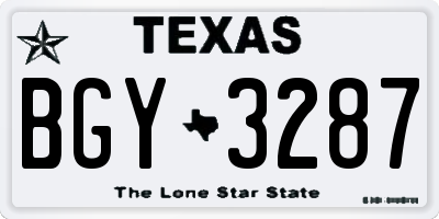 TX license plate BGY3287