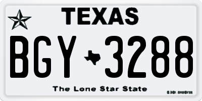 TX license plate BGY3288