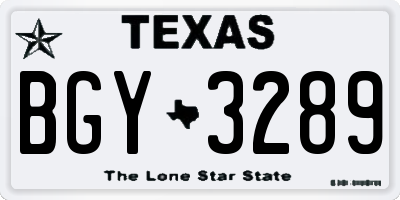 TX license plate BGY3289
