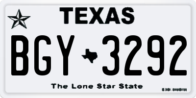 TX license plate BGY3292