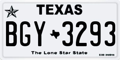 TX license plate BGY3293