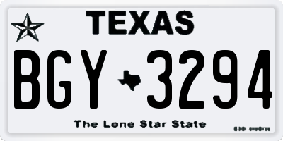 TX license plate BGY3294