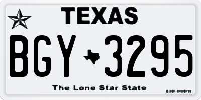 TX license plate BGY3295