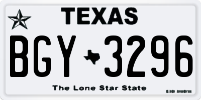 TX license plate BGY3296
