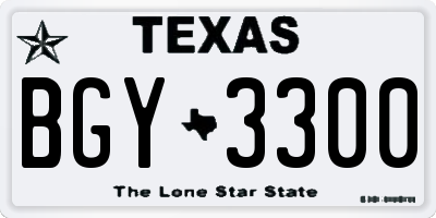 TX license plate BGY3300