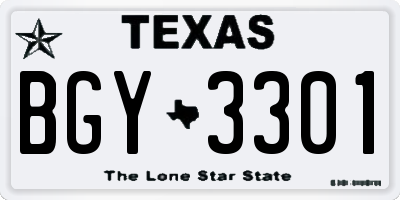 TX license plate BGY3301