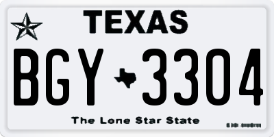 TX license plate BGY3304